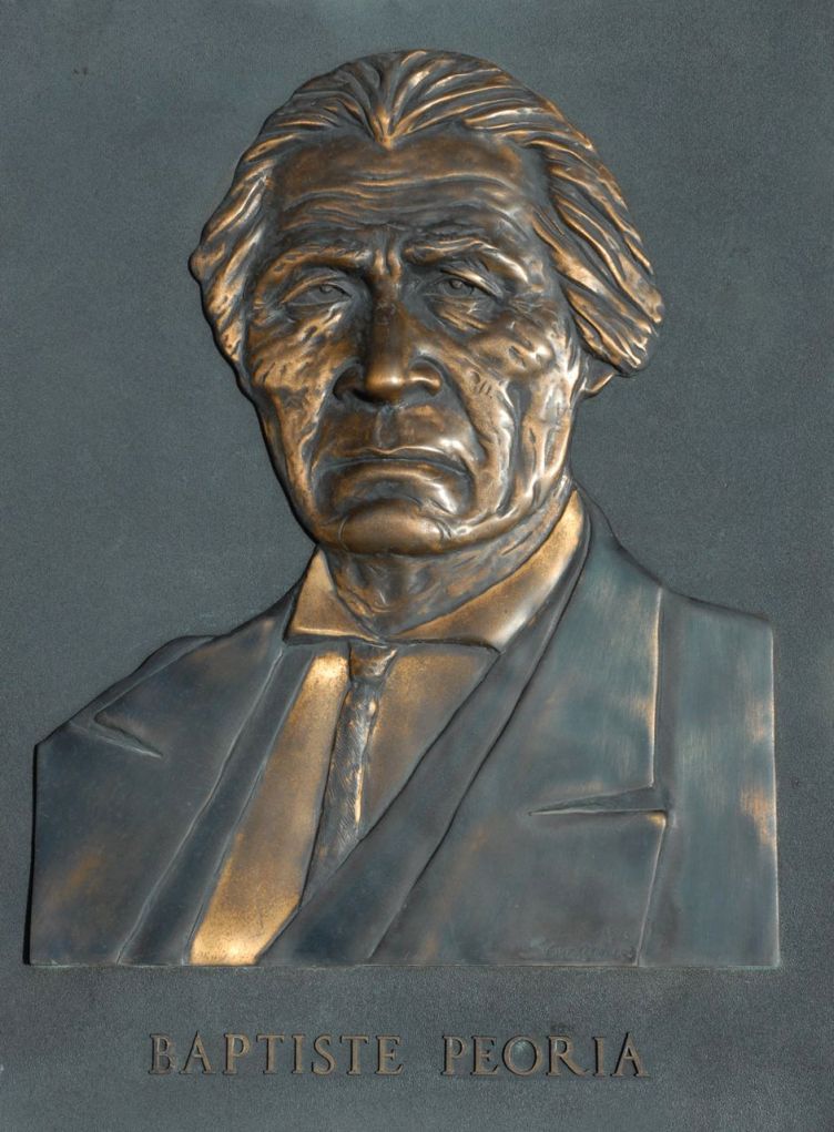 Plaque of Baptiste Peoria who was a leading figure in the early years of Peoria, Piankashaw, Wea, and Myaamia living in Kansas.