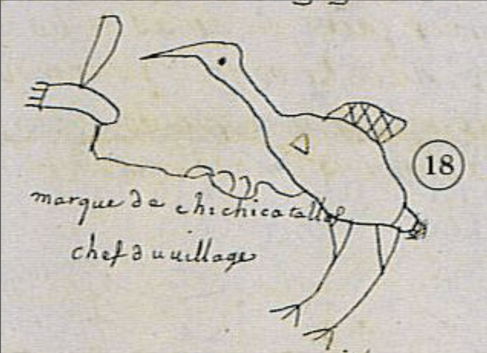 Signature of Myaamia leader on Great Peace of 1701