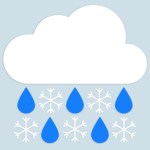 Rain and snow mix falling from a cloud clipart