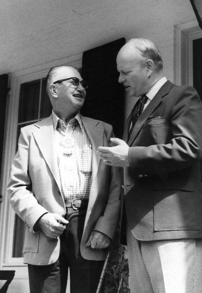 Miami Tribe Chief, Forest Olds, with Miami University President, Philip Shriver
