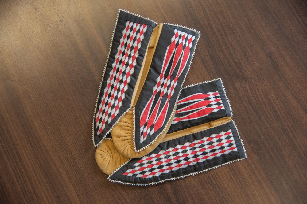Kara Strass's completed mahkisina 'moccasins.'