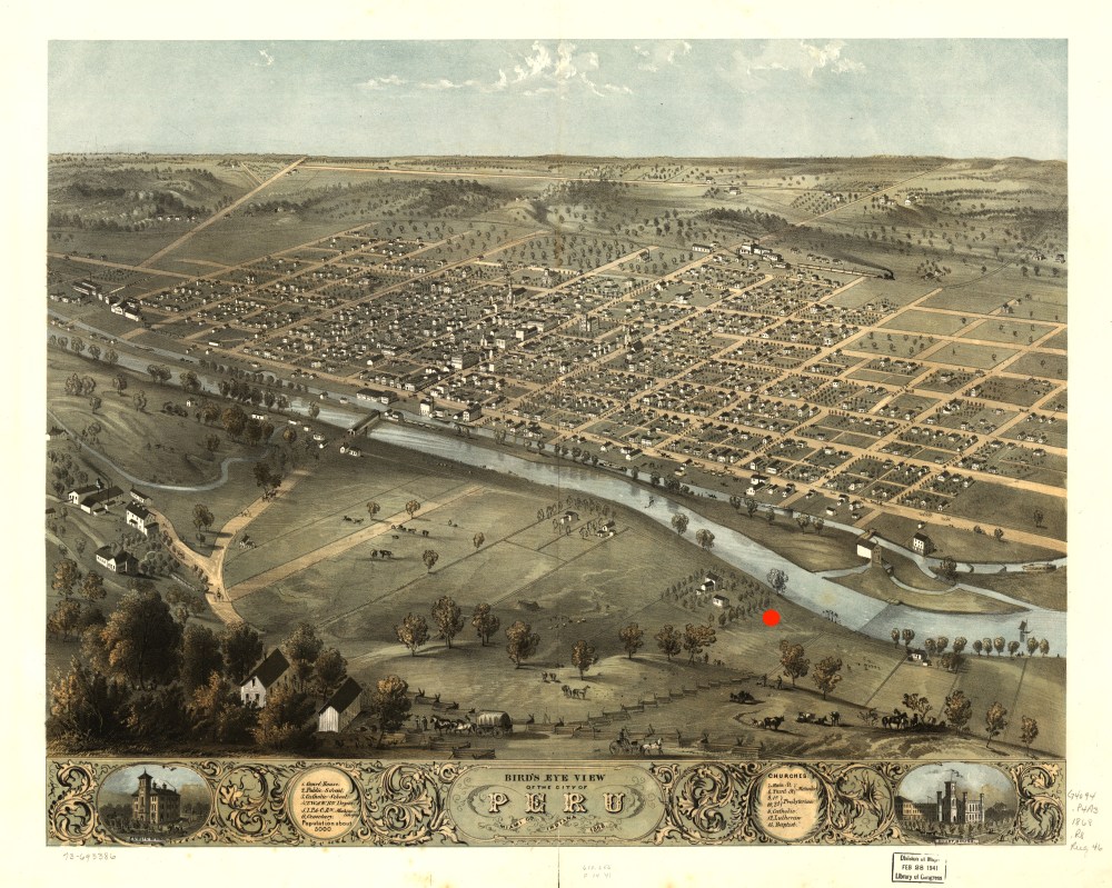 Bird's Eye View of Peru, Indiana circa 1868
