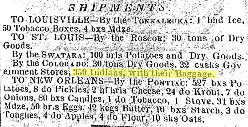 Clipping from the Shipments section of the Cincinnati Gazette on October 13, 1846