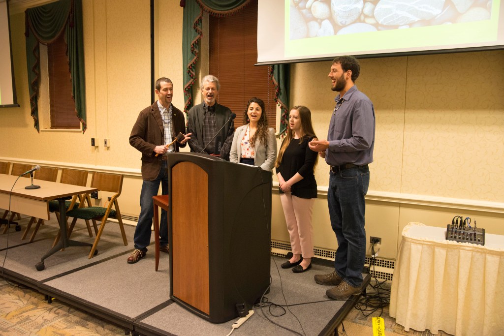 Tribal citizens singing a song to open the 2018 Myaamiaki Conference