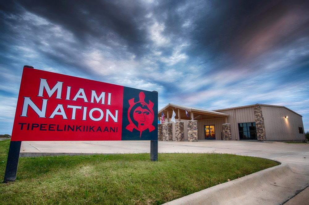 Picture of the Miami Nation sign in front of the Miami Nation Headquarters