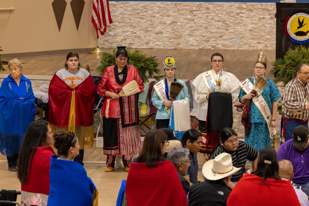 Women in a line during gourd dancing