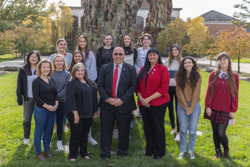 Members of the Miami Tribe's elected leadership pose for a photo with Stephanie's class