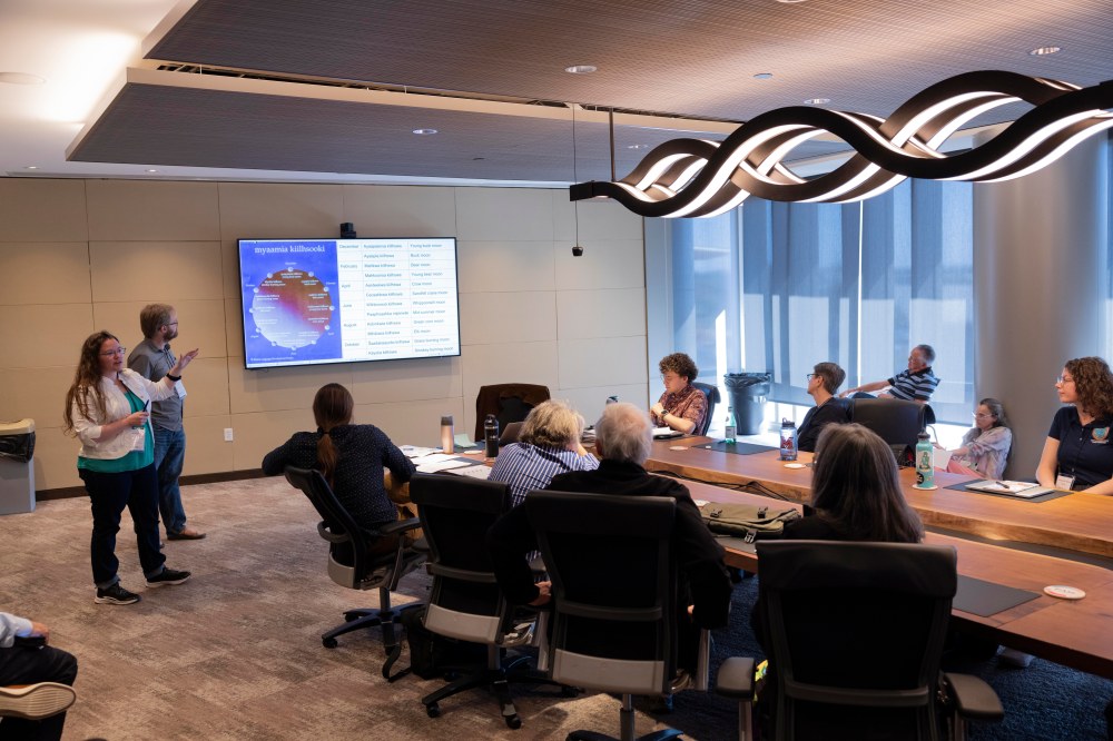 Kristina and Hunter speak to a group