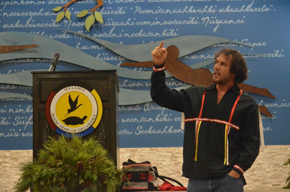 Jarrid Baldwin tells a story at Winter Gathering