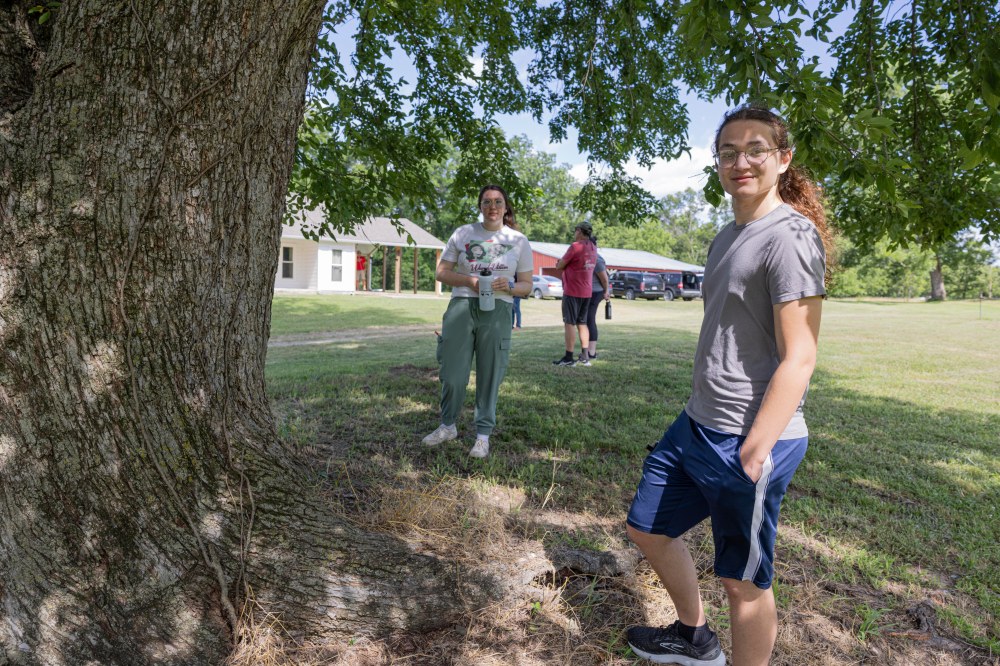 Teens prepare for a hike