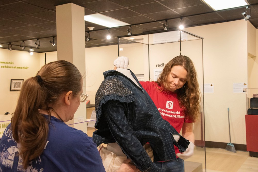 Dressing a mannequin for the exhibit