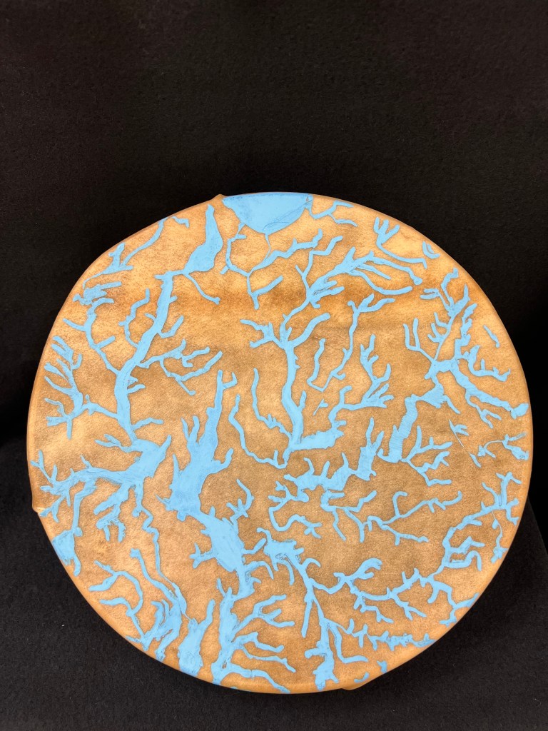 Painted hand drum with river