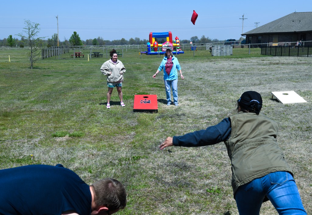 Playing cornhole
