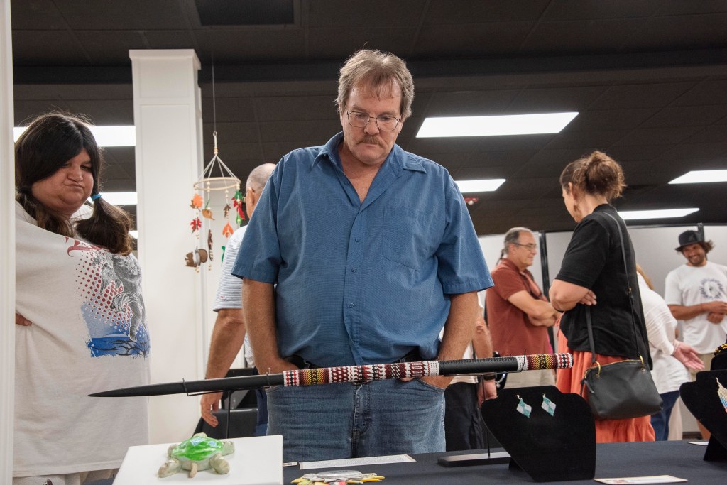 Beaded Dance Stick on display