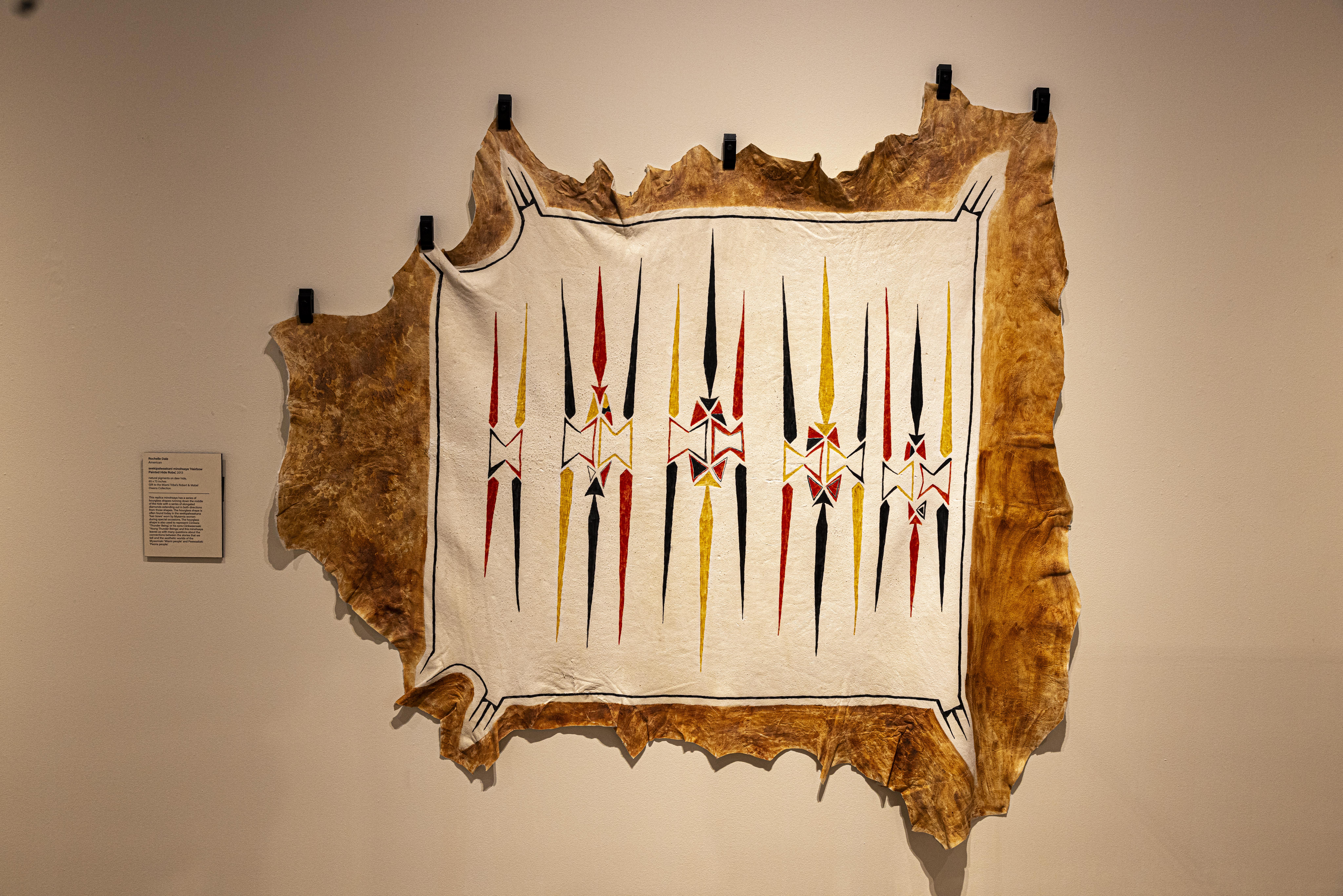 A large hide with a painted design