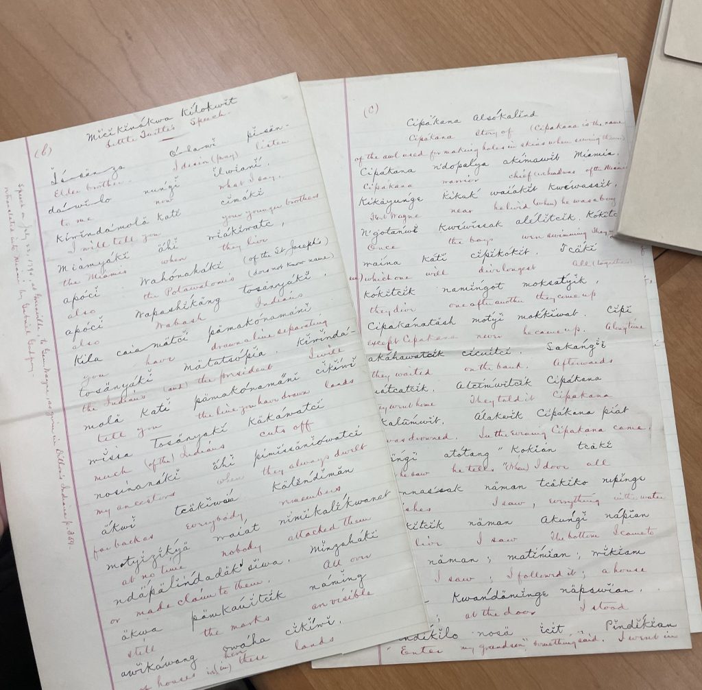 Myaamia archival documents