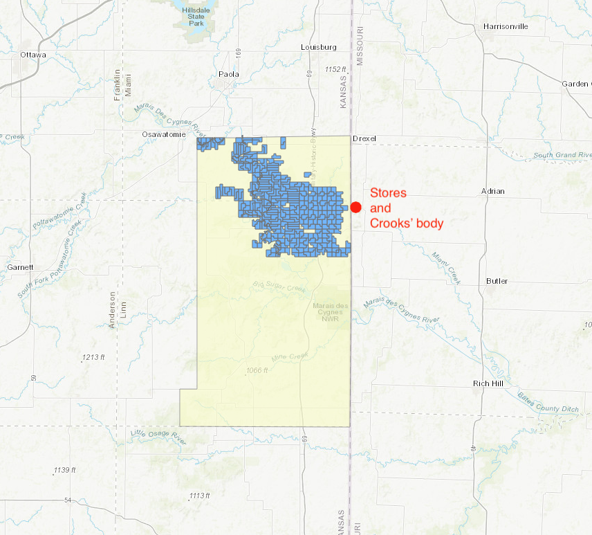The Miami Reservation is Kansas Territory.