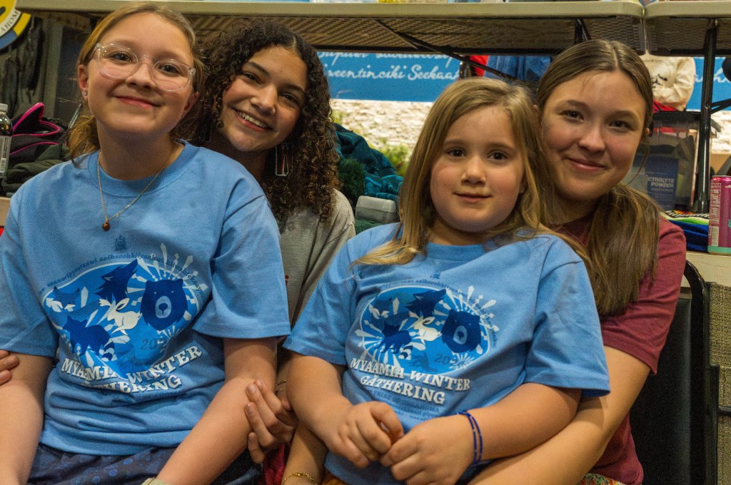 Myaamia youth at Stomp Dance