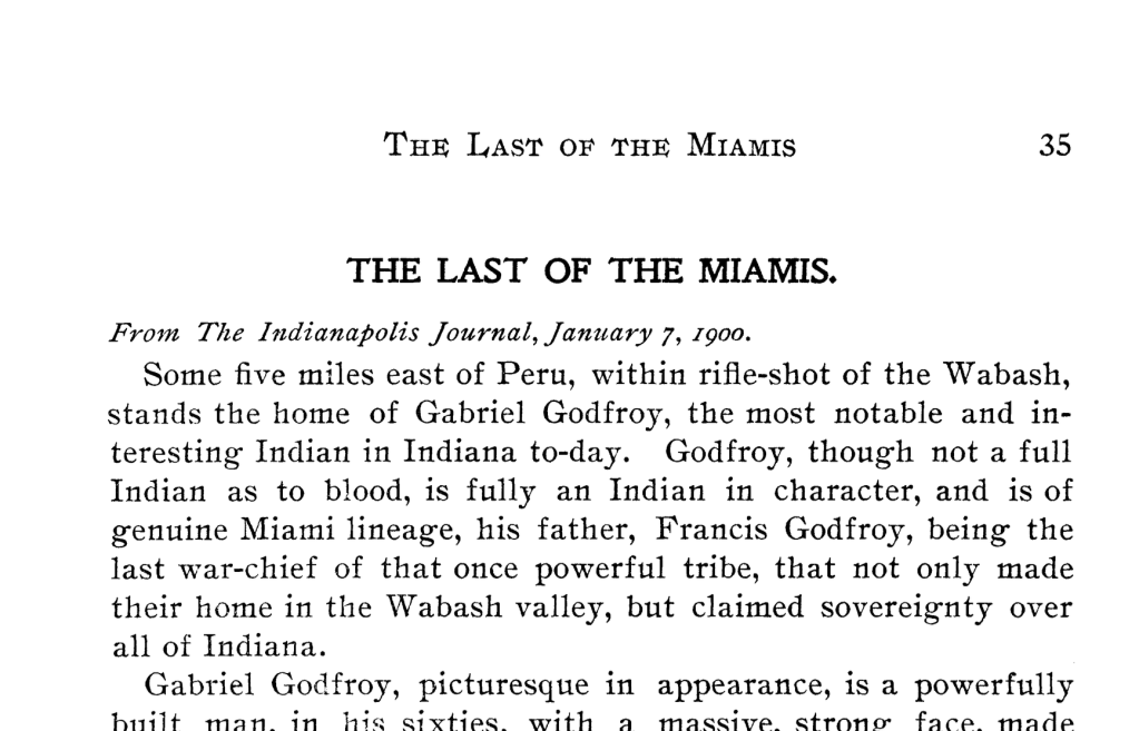 Last of the Miamis Historical Article