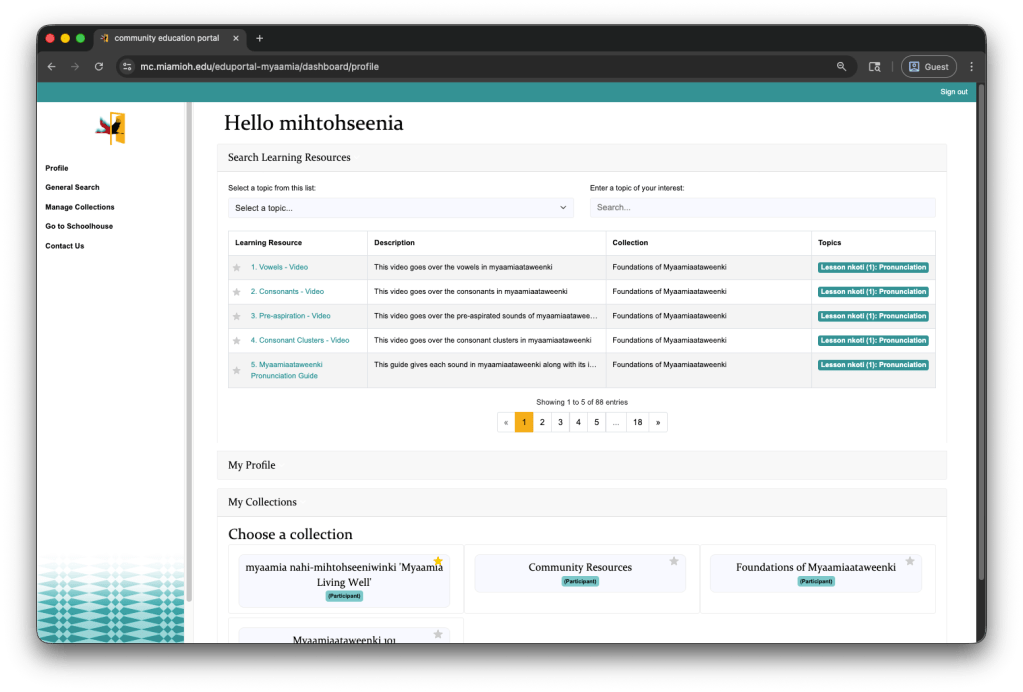 Search Learning Resources tab