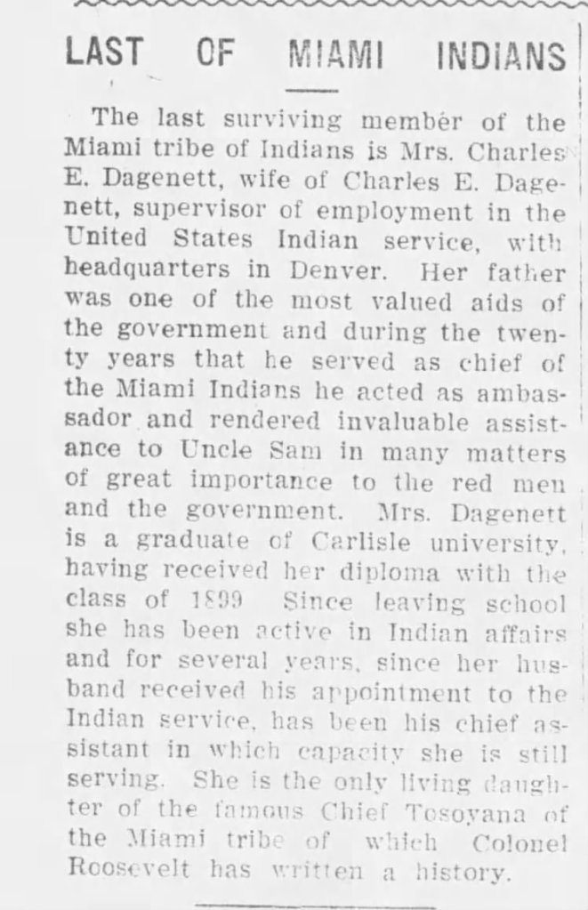 Last of Miami Indians Article