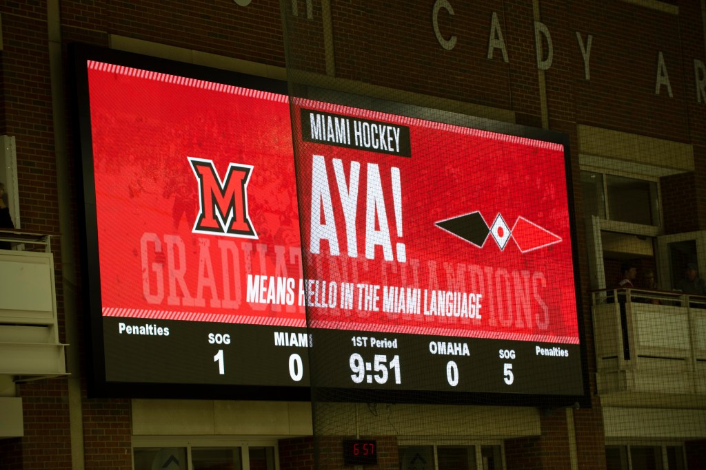 Scoreboard with Myaamia language